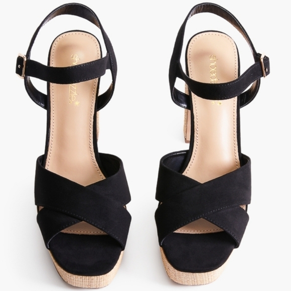 New! Black espadrilles heels shoes summer vacation resortwear spring size 9 - Picture 4 of 10